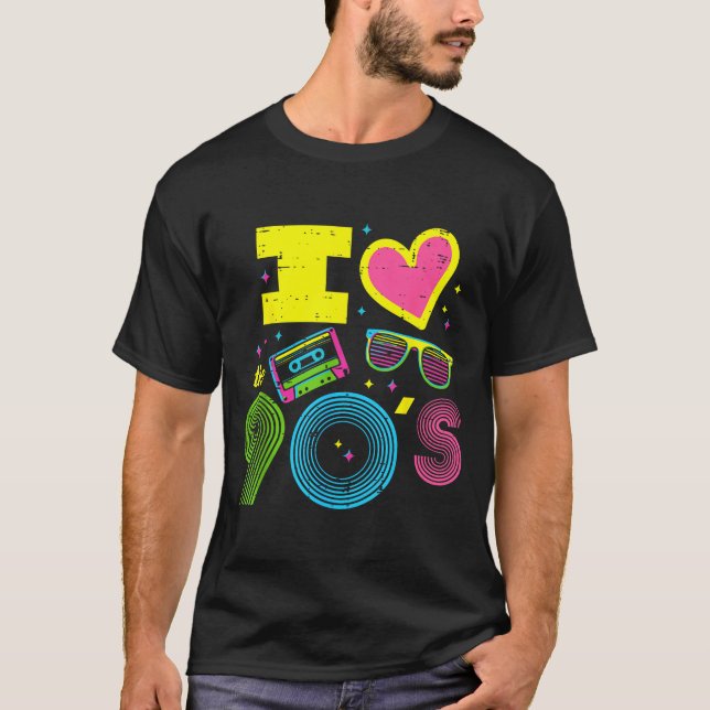 Camiseta I Love Heart The 90s Retro Throwback Vibes Women M (Frente)