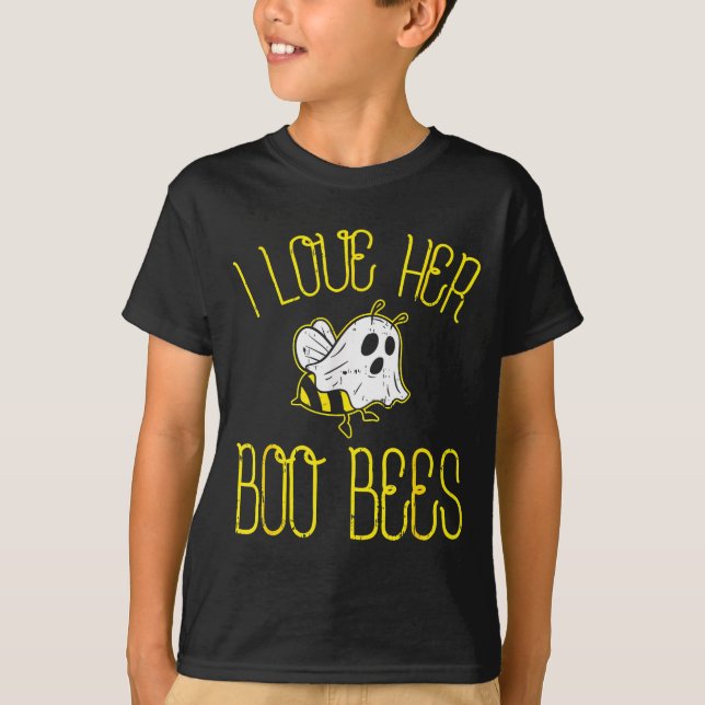 Camiseta I Love Her Boo Bees Couples Halloween Adult Costum (Frente)