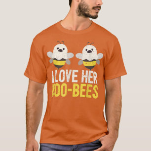 Camiseta I Love Her Boo Bees Couples Halloween Funny Couple