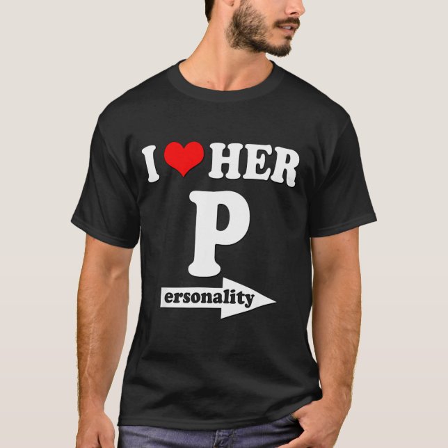 Camiseta I Love Her Ity Funny Valentine's Day Couple Matchi (Frente)