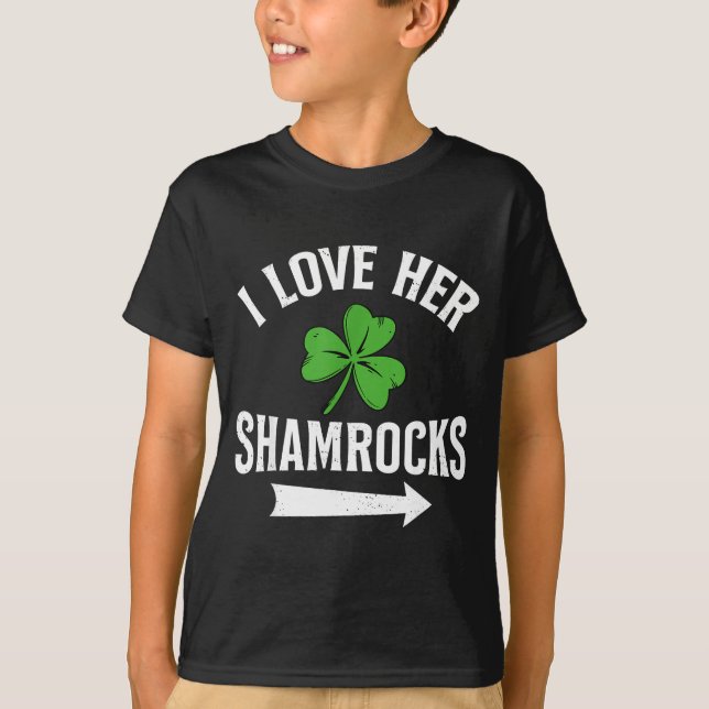 Camiseta I Love Her Shamrocks St. Patrick's Day Couple Outf (Frente)