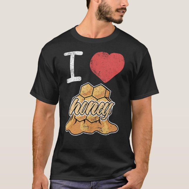 Camiseta I Love Honey Beekeeper Beekeeping Honeycomb (Frente)