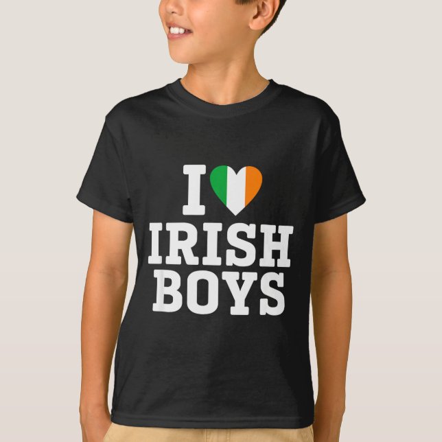 Camiseta I Love Irish Boys Ireland Flag Heart St Patricks D (Frente)