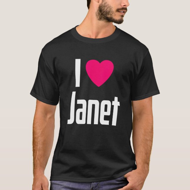 Camiseta I Love Janet Pink Heart I Heart Janet (Frente)