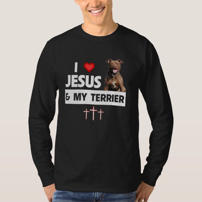 Camiseta I Love Jesus and My American Staffordshire Terrier (Frente)