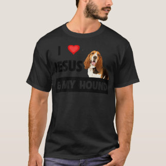 Camiseta I Love Jesus and My Basset Hound Dog Mom Dad Pet P