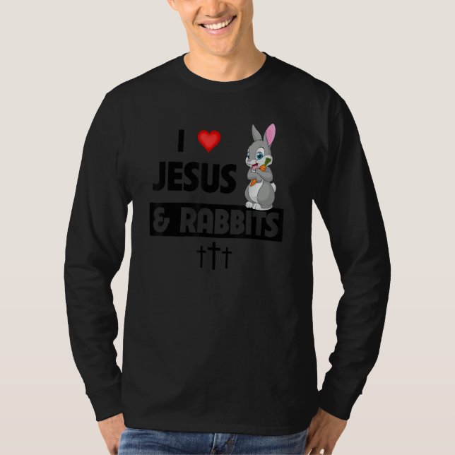 Camiseta I Love Jesus and Rabbits Easter Egg Christian Anim (Frente)