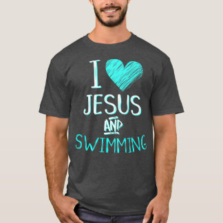 Camiseta I Love Jesus And Swimming Christian Swimmer Gift