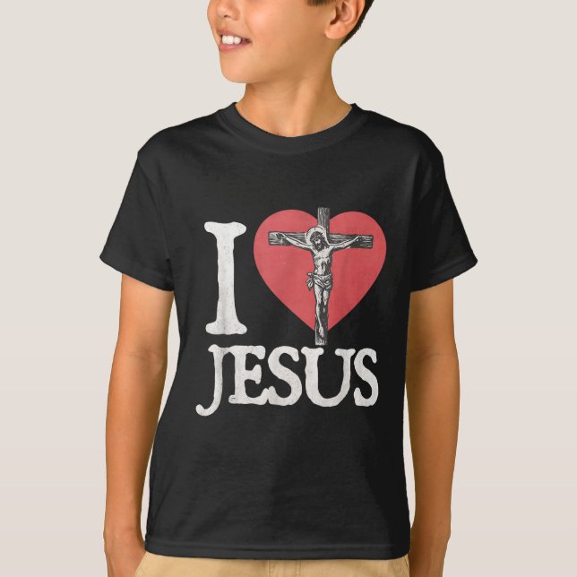 Camiseta I Love Jesus Retro Christian Religious For Men Wom (Frente)