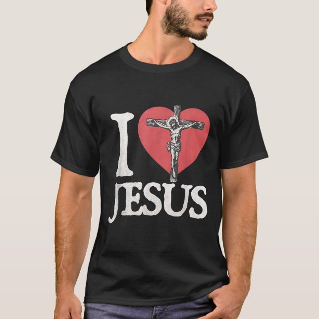 Camiseta I Love Jesus Retro Christian Religious For Men Wom (Frente)