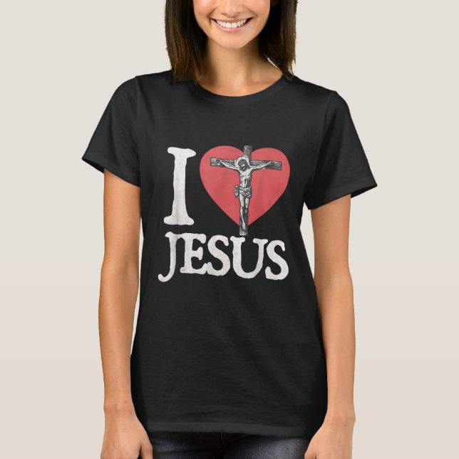 Camiseta I Love Jesus Retro Christian Religious For Men Wom (Frente)