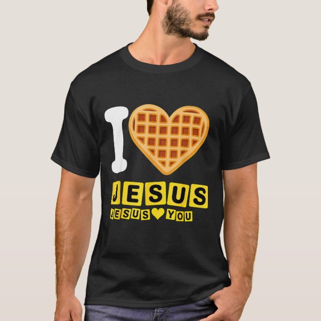 Camiseta I Love Jesus Waffle Heart  (Frente)