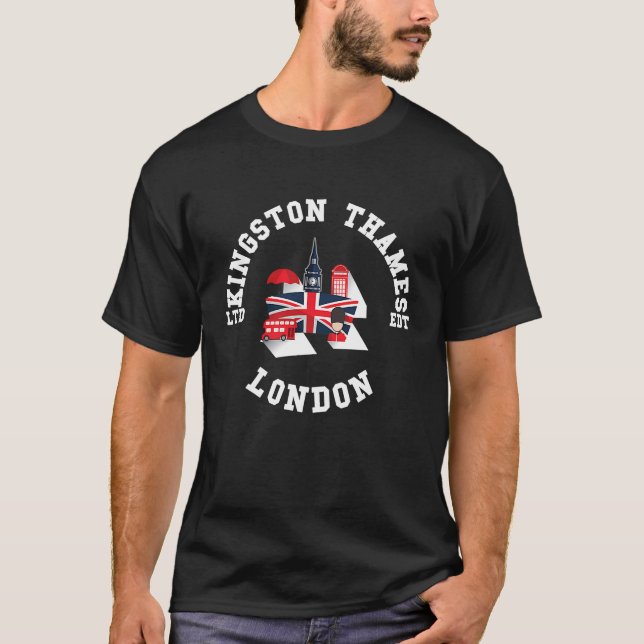 Camiseta I Love KINGSTON THAMES London City Flag Badge (Frente)
