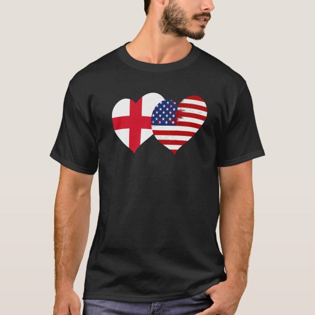 Camiseta I Love London I Love USA Cool England USA Flag Hea (Frente)