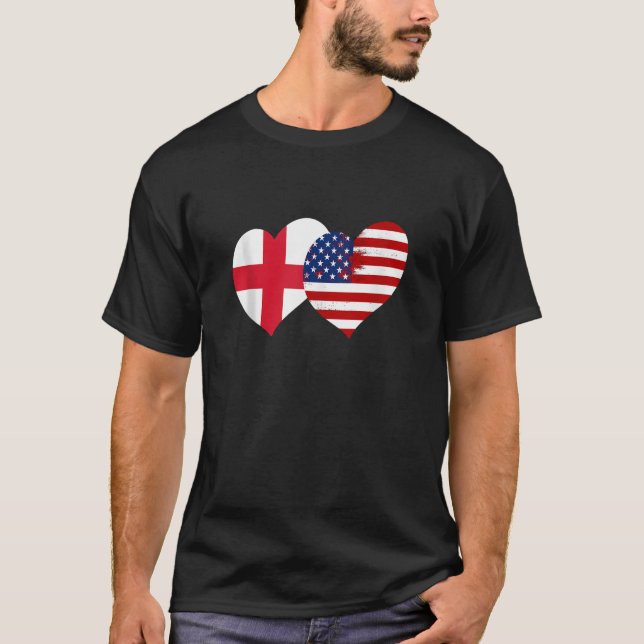 Camiseta I Love London I Love USA Cool England USA Flag Hea (Frente)