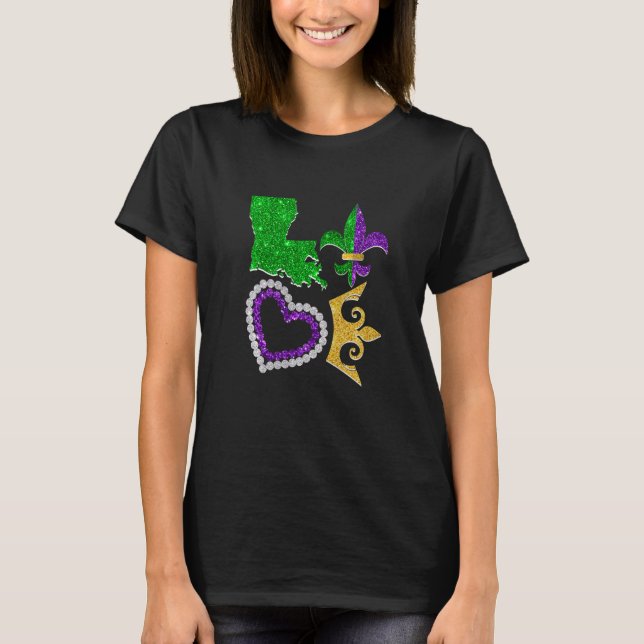 Camiseta I Love Mardi Gras Carnival Festival Party Costume (Frente)