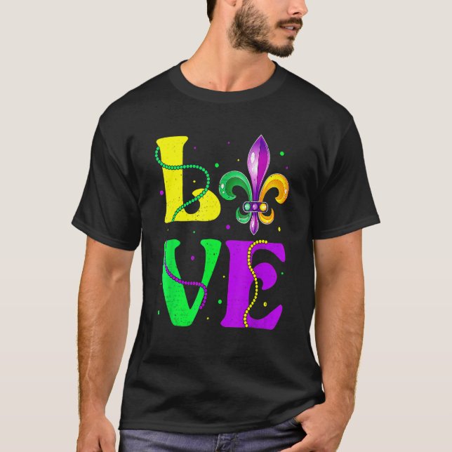 Camiseta I Love Mardi Gras Fleur De Lis Fat Tuesday Carniva (Frente)