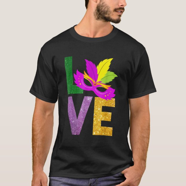 Camiseta I Love Mardi Gras Fleur-de-Lis Parade Men Women Ki (Frente)