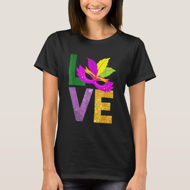 Camiseta I Love Mardi Gras Fleur-de-Lis Parade Men Women Ki (Frente)
