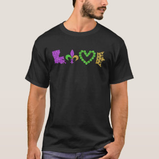 Camiseta I LOVE Mardi Gras Fleur De Lys Symbol Men Women