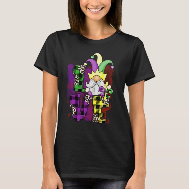 Camiseta I Love Mardi Gras Gnomes With Fleur de Lis  Men Wo (Frente)