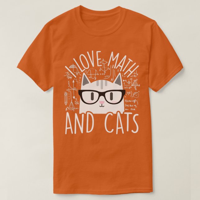 Camiseta I Love Math And Cats Cute Kitty Cat Feline Lover G (Frente do Design)