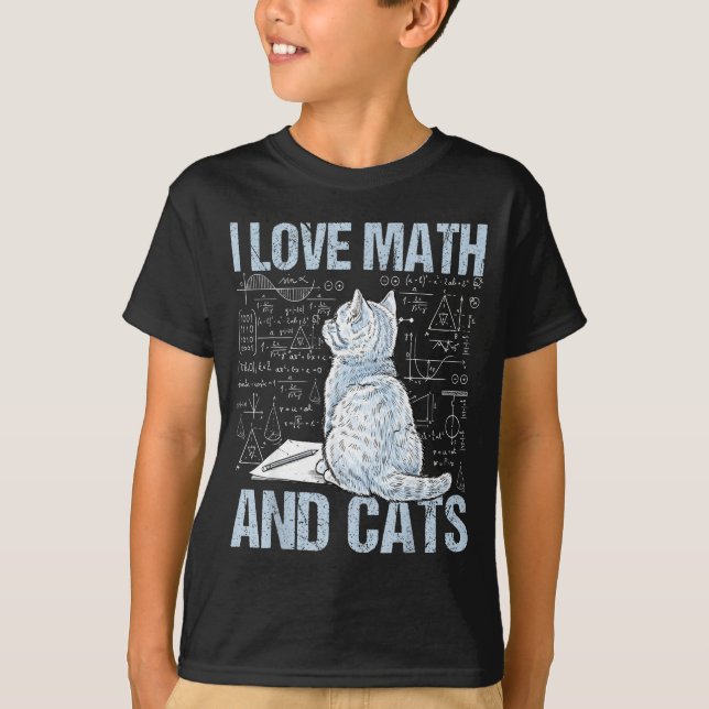Camiseta I Love Math And Cats Science Teacher Student Funny (Frente)