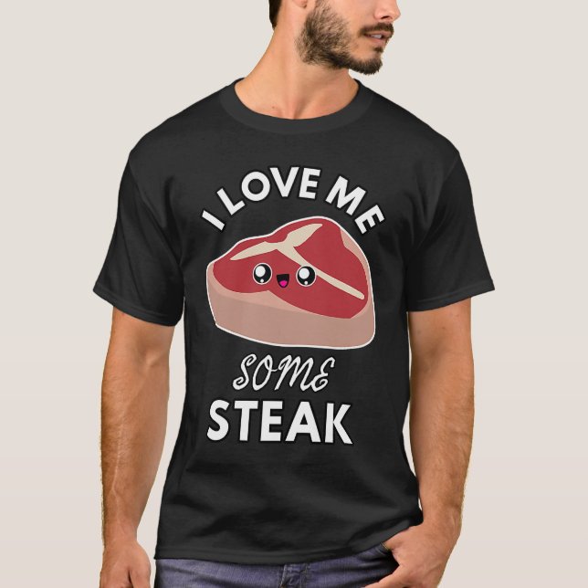 Camiseta I Love Me Some Steak  Cute Meat Eater Kids and Adu (Frente)