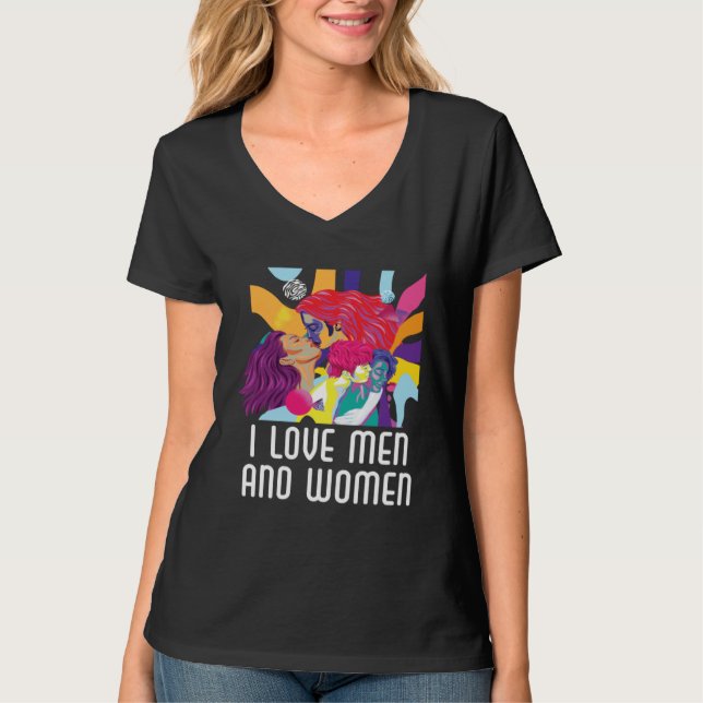 Camiseta I Love Men And Women Bisexual Pride Bisexuality LG (Frente)