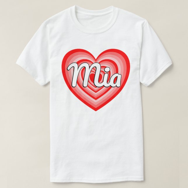 Camiseta I Love Mia Heart Mia Name Funny Mia (Frente do Design)