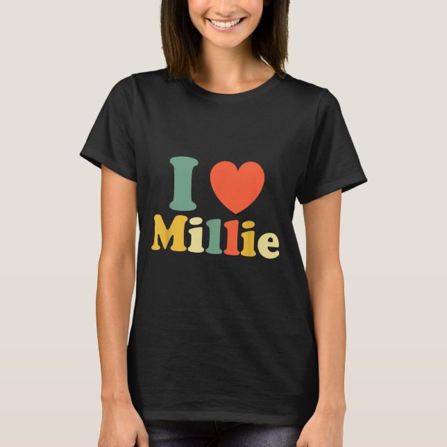 Camiseta I Love Millie, I Heart Millie, Red Heart Valentine (Frente)