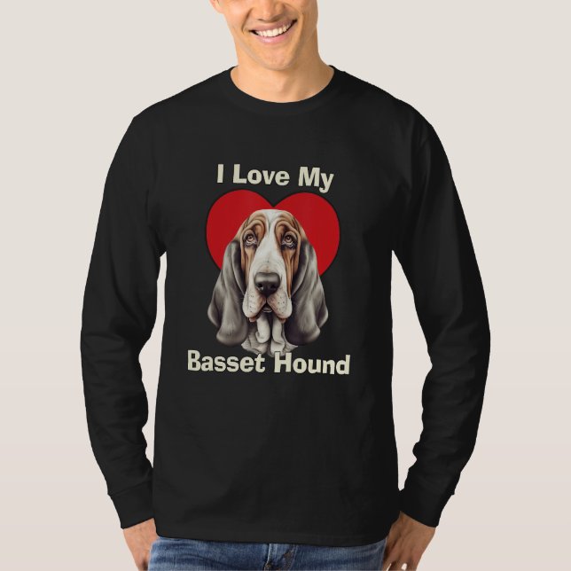 Camiseta I Love My Basset Hound Puppy Dog (Frente)