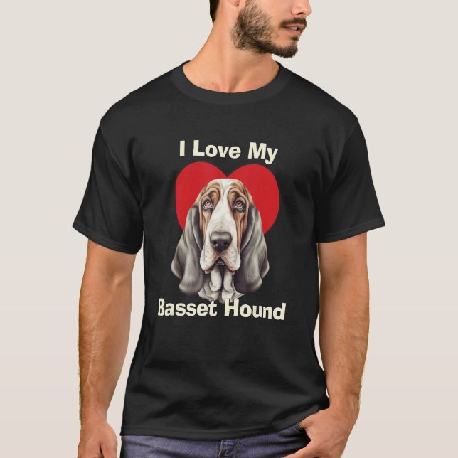 Camiseta I Love My Basset Hound Puppy Dog (Frente)