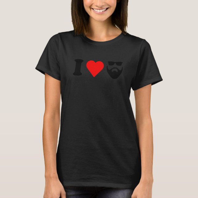 Camiseta I Love My Bearded Boyfriend Valentines Day Dad Hus (Frente)