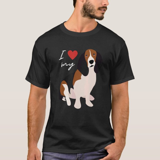 Camiseta I Love My Black  Brown & White Basset Hound Dog   (Frente)