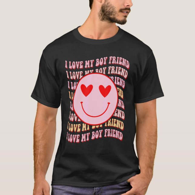 Camiseta I love my boy friend  Happy Face Heart For Women (Frente)