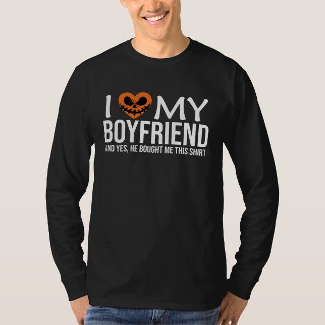 Camiseta I Love My Boyfriend I Heart My BF  Halloween Coupl (Frente)