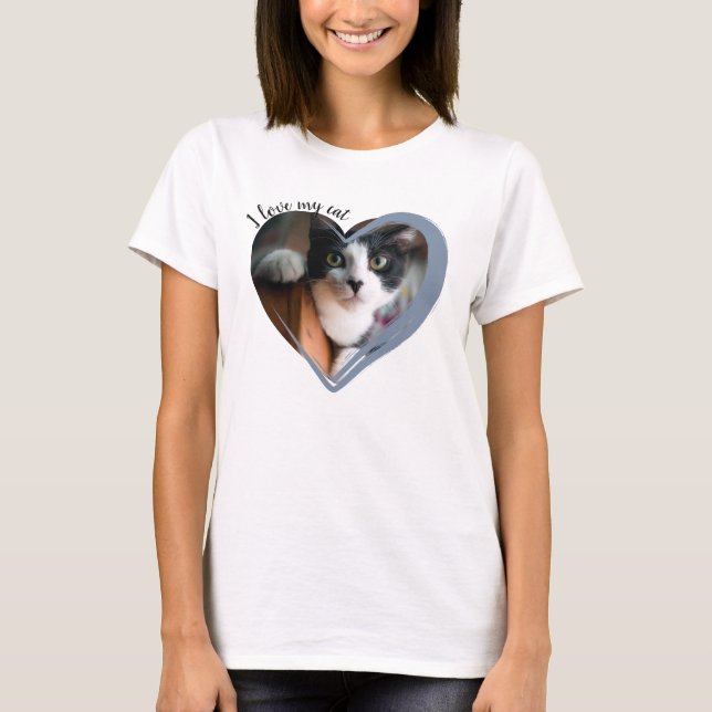 Camiseta I Love My Cat Heart Photo  (Frente)