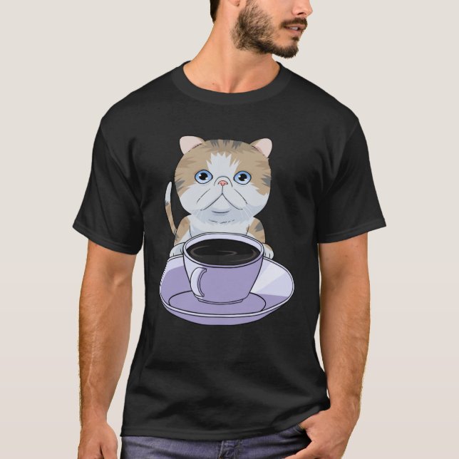 Camiseta I Love My Coffee and Exotic Shorthair Cat (Frente)