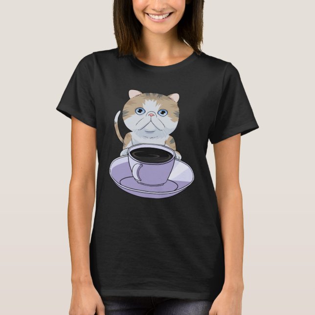 Camiseta I Love My Coffee and Exotic Shorthair Cat (Frente)