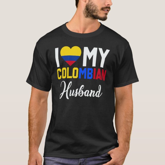 Camiseta I Love My Colombian Husband Canada Flag Married Co (Frente)