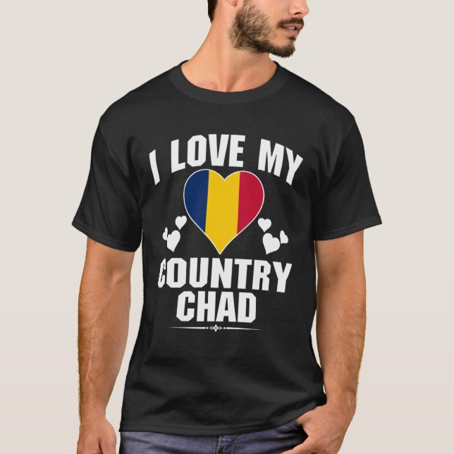 Camiseta I Love My Country Chad With Chad Flag In a Heart (Frente)