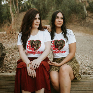 Camiseta I Love My Daughter Red Heart Photo