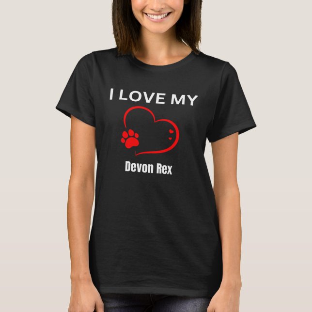 Camiseta I love my devon rex breed cat Cat (Frente)