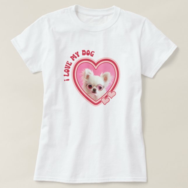 Camiseta I Love My Dog Custom Photo (Frente do Design)