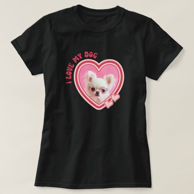Camiseta I Love My Dog Custom Photo Black (Frente do Design)