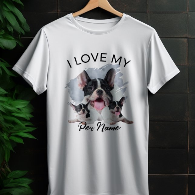 Camiseta I Love My Dog Custom Photo Pet Cat Personalized  (Criador carregado)