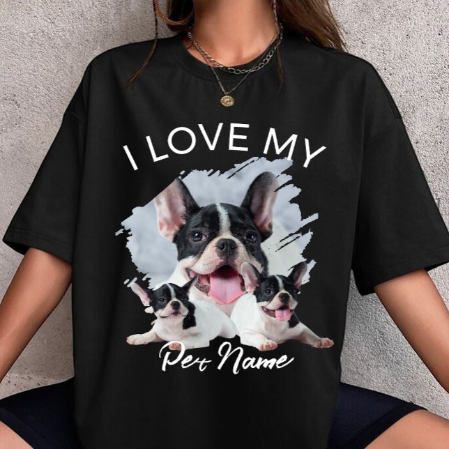 Camiseta I Love My Dog Custom Photo Pet Cat Personalized  (Criador carregado)