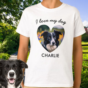 Camiseta 'I Love My Dog' Foto personalizada de Pet em Heart