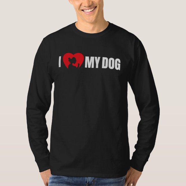 Camiseta I Love My Dog with Dog Silhouette in Heart (Frente)